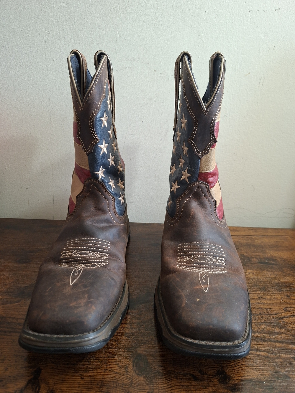 Durango Lady Rebel Western Boots Patriotic Flag  Leather Square Toe Women’s 10M